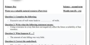 أسئلة تقييم الاسبوع الخامس العلوم لغات في الصف الخامس الابتدائي