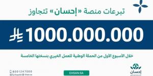 تبرعات منصة إحسان تتجاوز مليار ريال