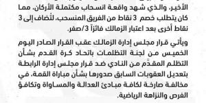 في أول رد فعل .. الزمالك يتقدم بشكوى للمحكمة الرياضية الدولية بشأن قرار لجنة التظلمات لمباراة القمة