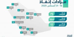 مركز إنفاذ يقيم 75 مزادًا لبيع 564 أصلًا