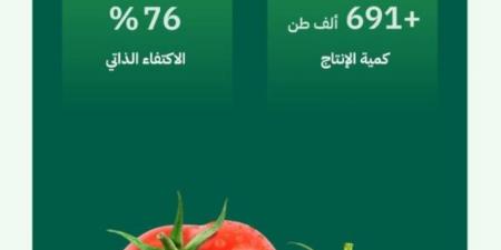 البيئة: إنتاج محلي متنامٍ من الطماطم يفوق 691 ألف طن بنسبة اكتفاء ذاتي تجاوزت 76%