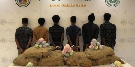 القبض على (6) مخالفين لتهريبهم (120) كجم من القات بـالربوعة