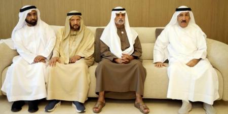 نهيان بن مبارك والقرقاوي والعلماء يعزون بوفاة شمسة الشعفار
