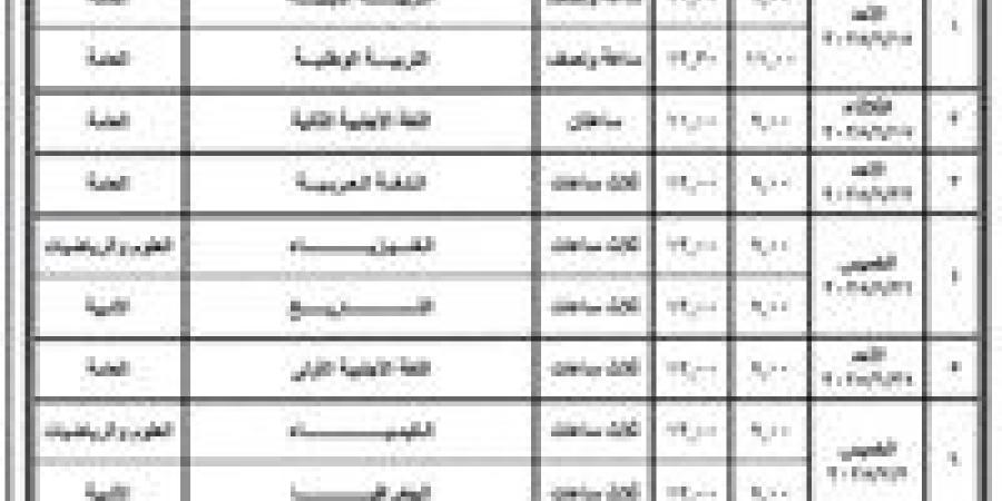 وزير التربية والتعليم يعتمد جدول امتحانات شهادة إتمام الثانوية العامة للدور الأول 2025