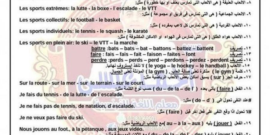 مراجعة ليلة امتحان الفرنساوي في 7 ورقات لـ الثانوية العامة 2025