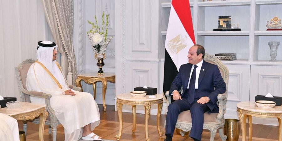 الرئيس السيسي ورئيس وزراء قطر يؤكدان أن إقامة الدولة الفلسطينية السبيل الوحيد لتحقيق السلام