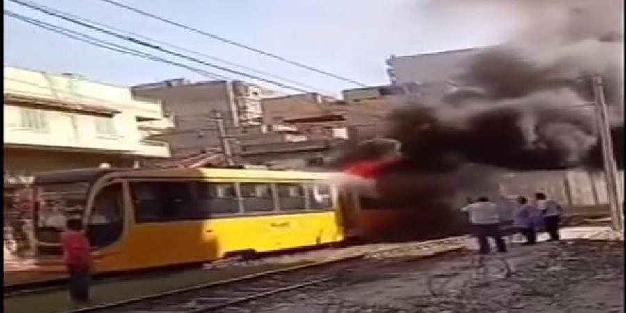 حريق بترام الرمل الاوكرانية الجديدة بوسط الاسكندرية
