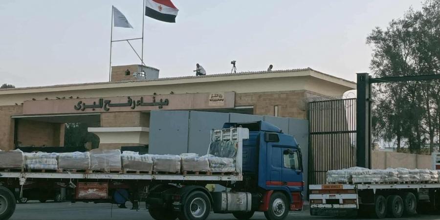 عبور 10 شاحنات مساعدات إماراتية عبر معبر رفح متجهة إلى قطاع غزة